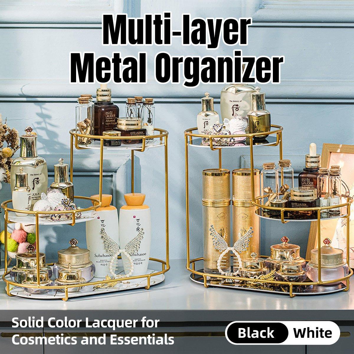 Round Multi-Tier Metal Storage Rack for Bathroom Vanity Kitchen Storage Rack - White