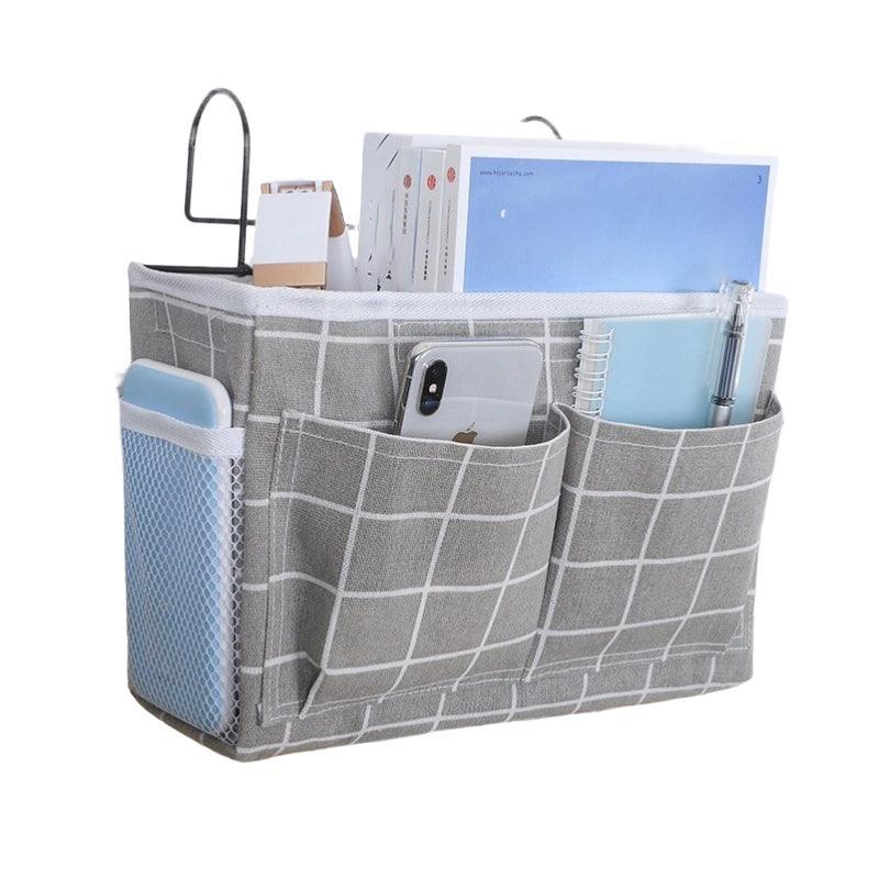 Hanging Bedside Storage Caddy with Pockets for Bunk Bed Dorm Couch Organizing - Grey