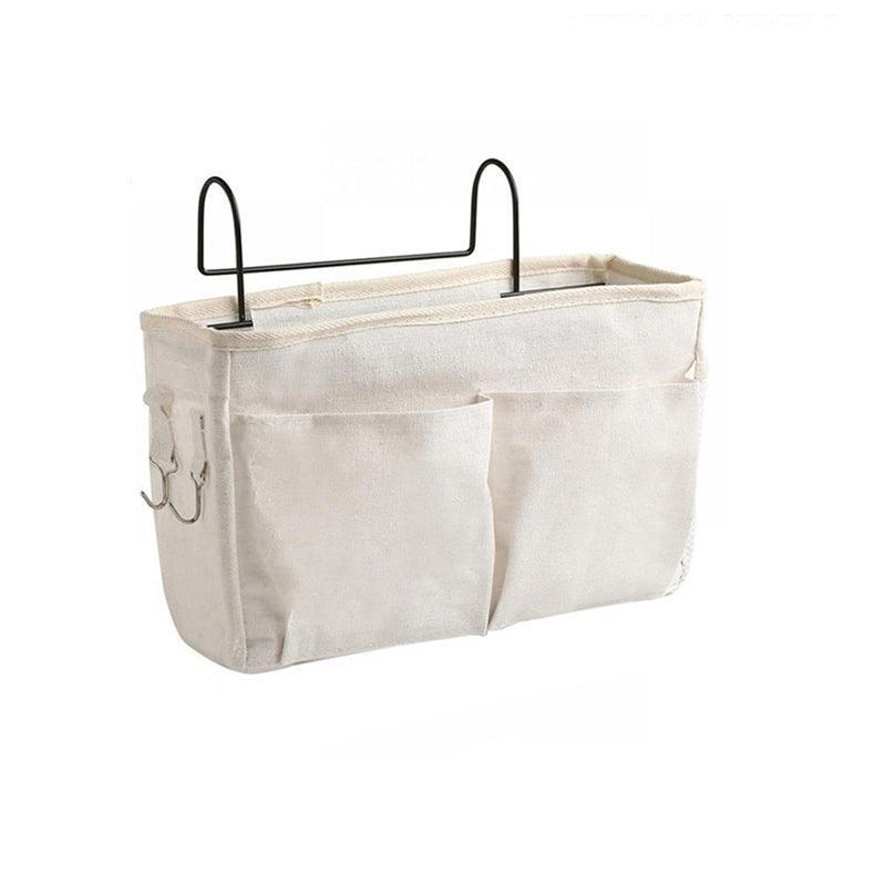 Hanging Bedside Storage Caddy with Pockets for Bunk Bed Dorm Couch Organizing - Light Pink