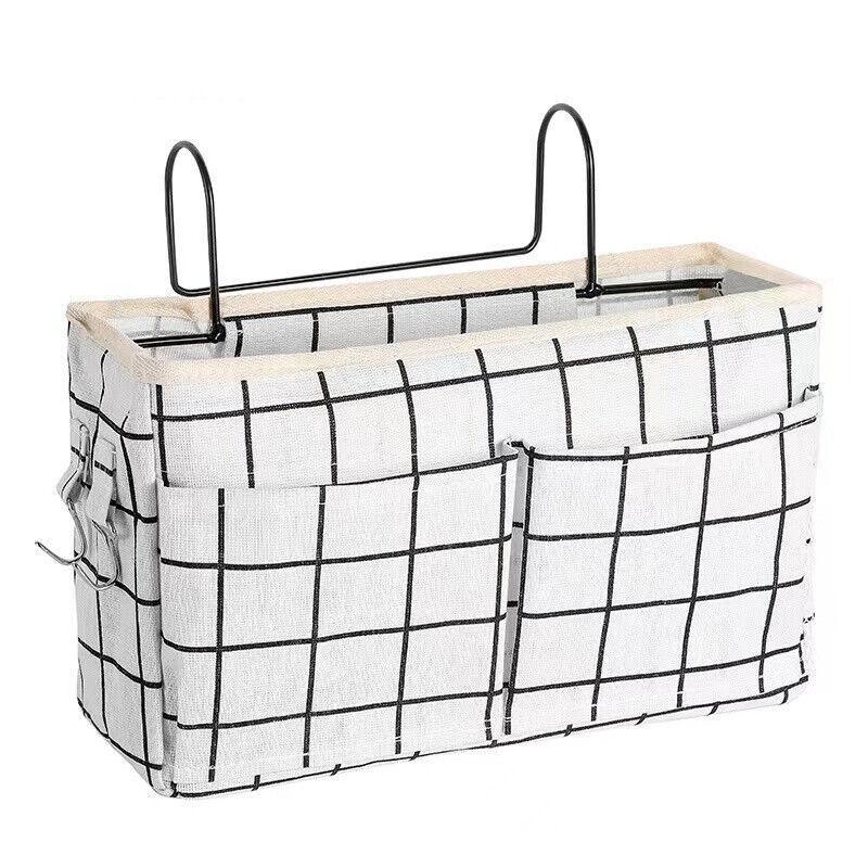 Hanging Bedside Storage Caddy with Pockets for Bunk Bed Dorm Couch Organizing - Light Pink