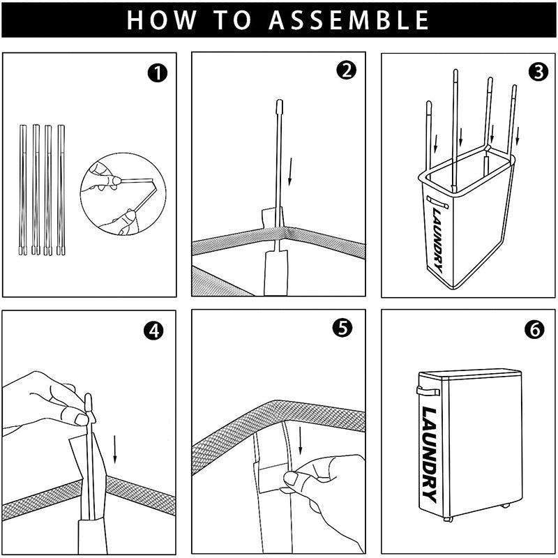 Large Foldable Laundry Washing Clothes Storage Bag Hamper Basket Bin Organiser - Black