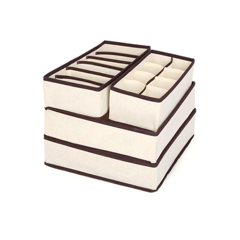 Drawer Organizer Set Foldable Storage Box Divider for Bra Underwear Closet 4pcs - Grey