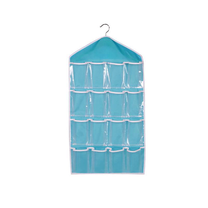 16 Pockets Hanging Wardrobe Storage Organizer Bag for Socks and Underwear - Green