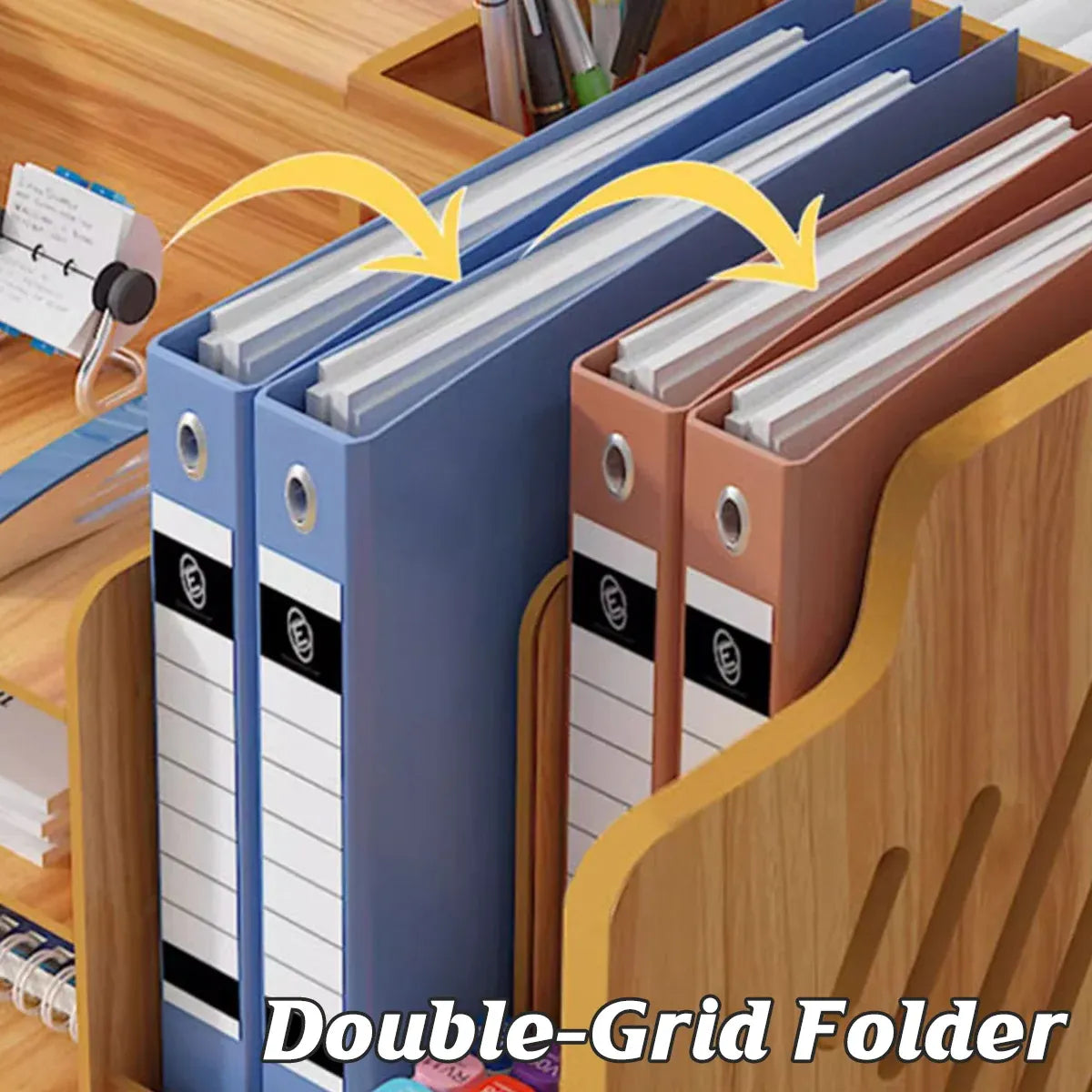 Wooden Desktop Storage Box with Locking Drawer Space Saving for Home Office Use - Wood