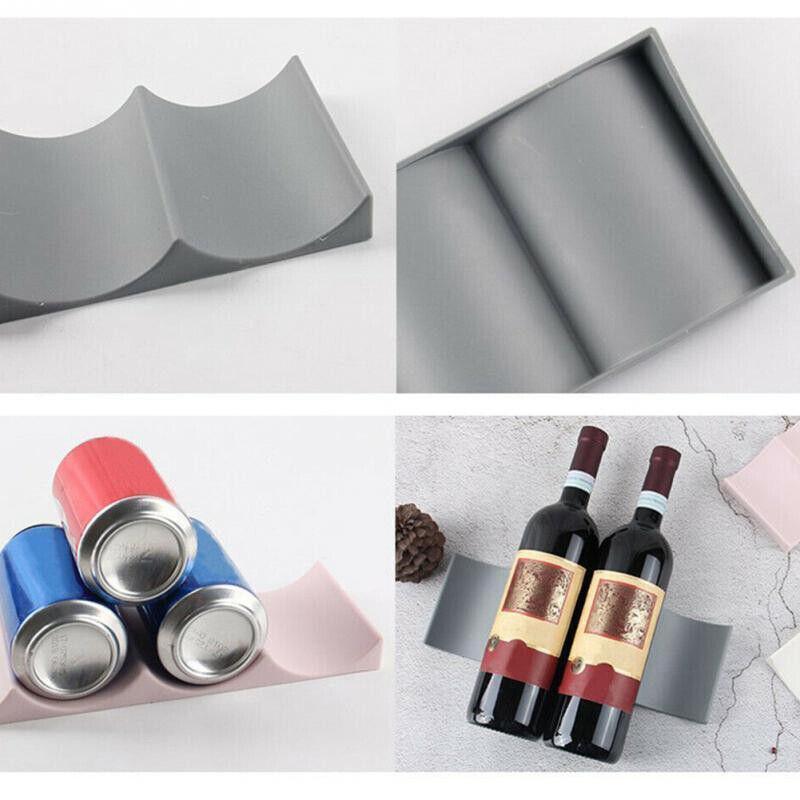 Fridge Organiser Wine Beer Stacking Bottle Rack Kitchen Space Saving Can Holder - Grey