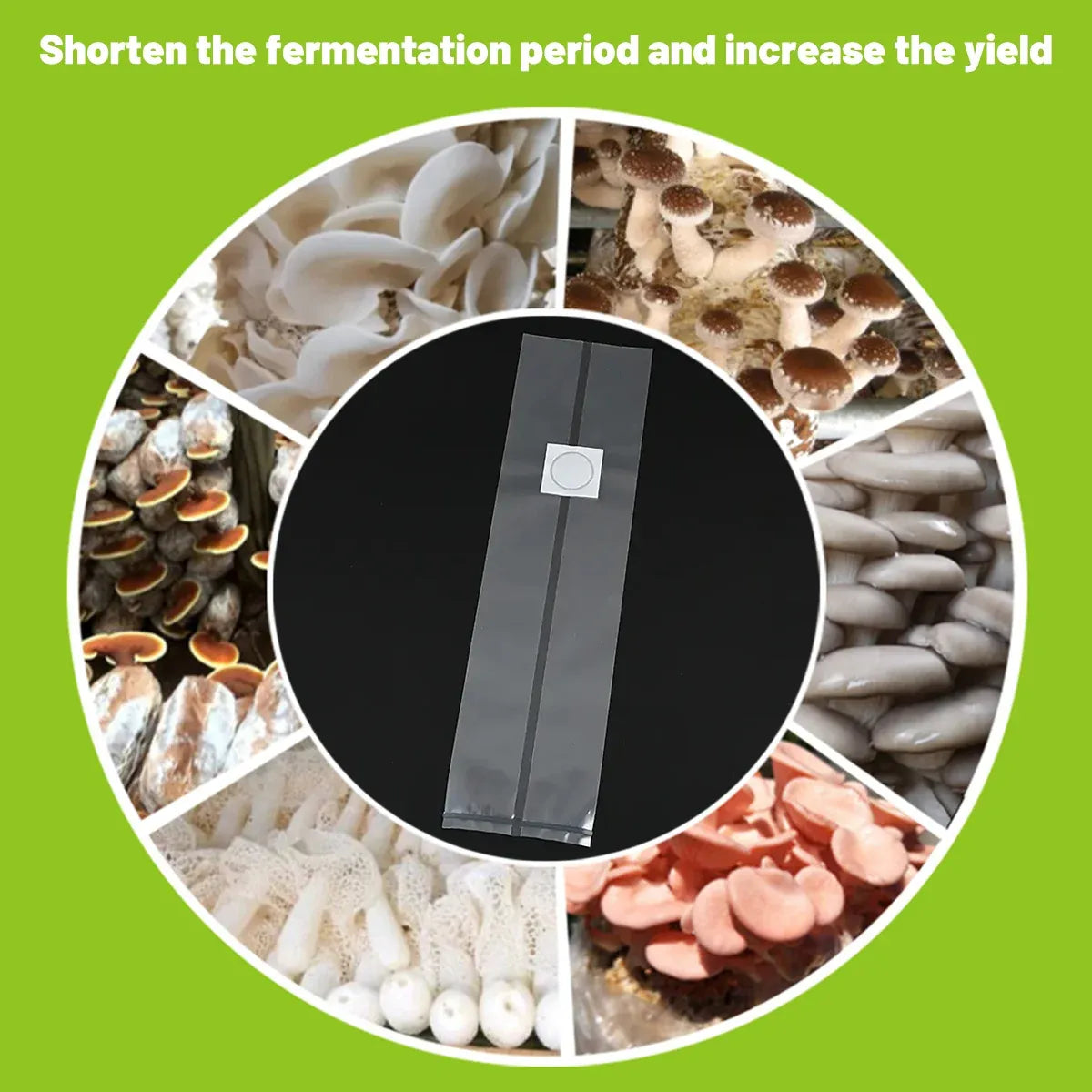50 Pcs PP Mushroom Grow Bag Substrate High temp Pre Sealable Bags 10x50cm