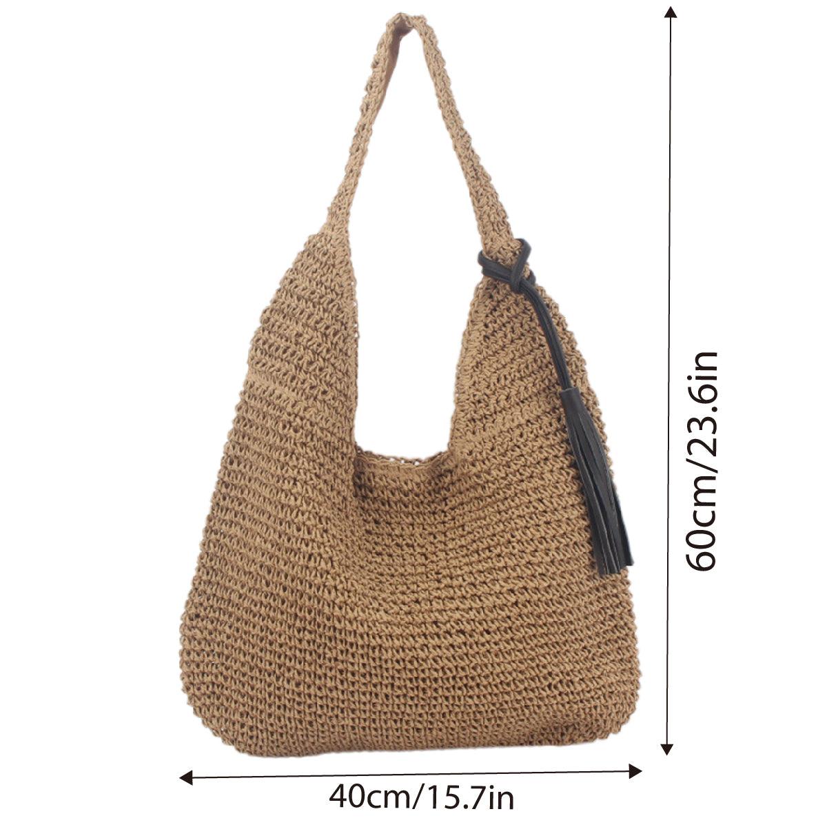 Large Capacity Fashion Woven Straw Shoulder Bag Simple Design for Everyday Use