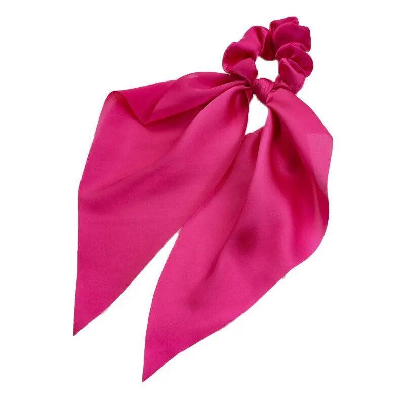 Chiffon Ponytail Scarf Bow Elastic Hair Rope Tie Scrunchies Ribbon Hair Bands - Navy