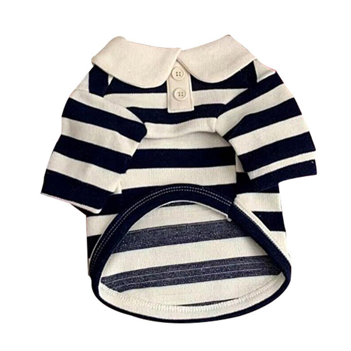 Short Sleeve Summer Striped Pet Tee Round Neck Comfortable Shirt for Dogs Cats - XL