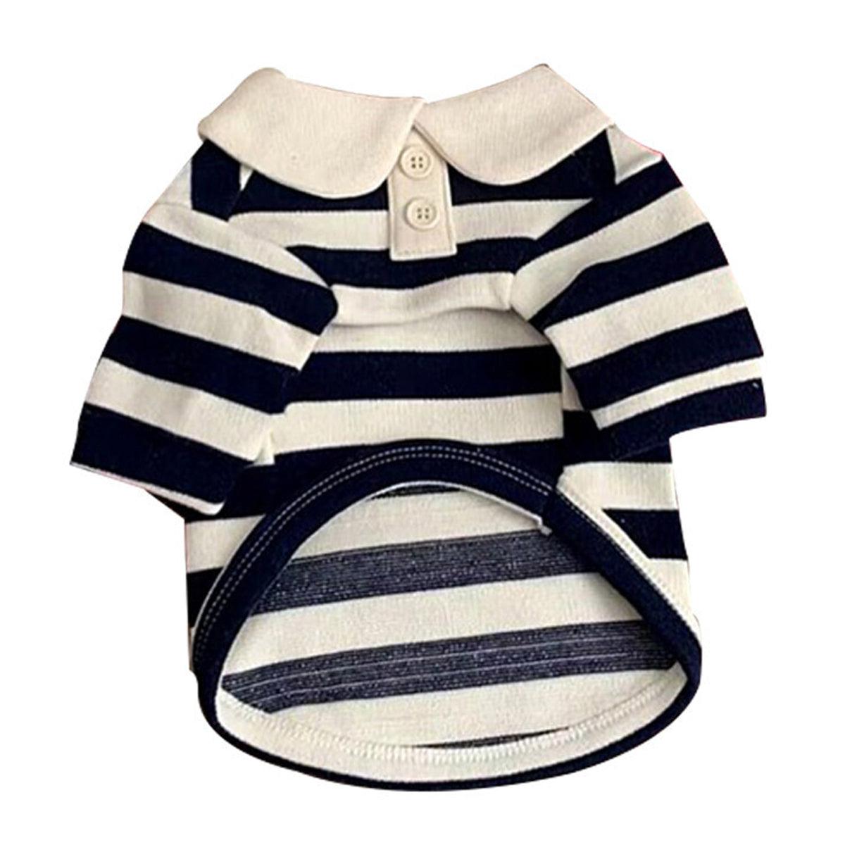 Short Sleeve Summer Striped Pet Tee Round Neck Comfortable Shirt for Dogs Cats - XL