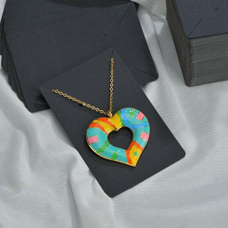 40pcs Jewellery Display Cards Necklace Earring Holder Kraft Paper 6x9cm - Black