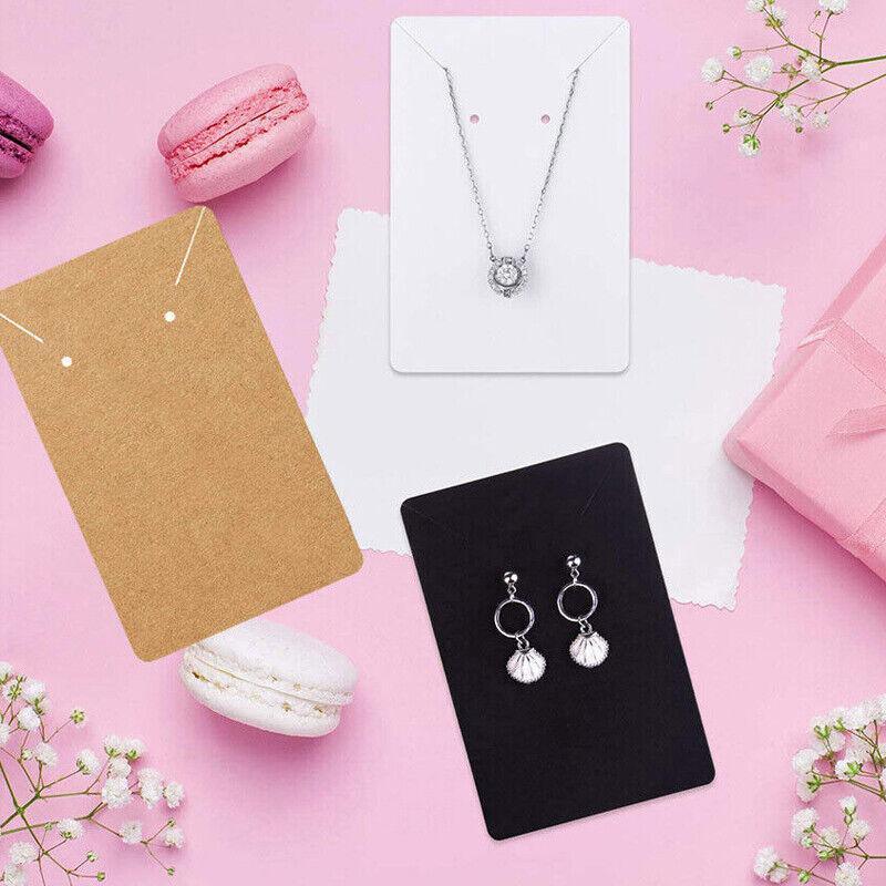 40pcs Jewellery Display Cards Necklace Earring Holder Kraft Paper 6x9cm - White