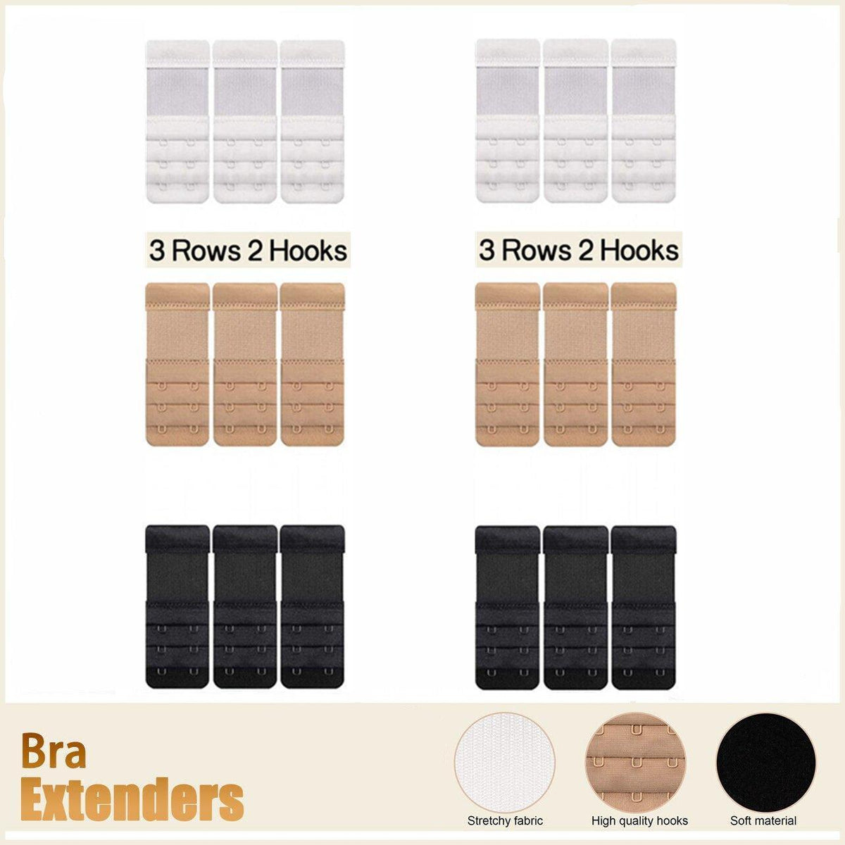 Maternity Strap Clip On Bra Extender Extension 2 Hooks Ladies Plus Size - White