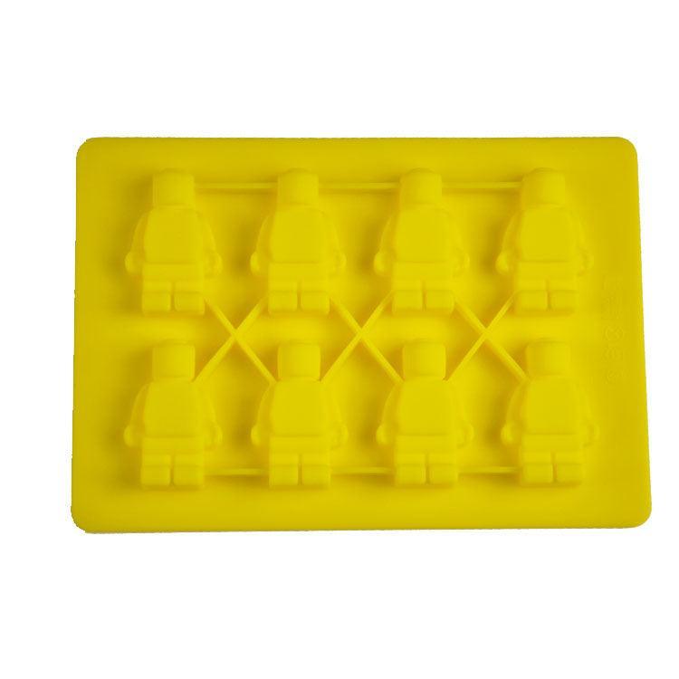 Brick Figure Man Silicone Mold Chocolate Block Cake Mould Ice Cube Tray - Red-Square