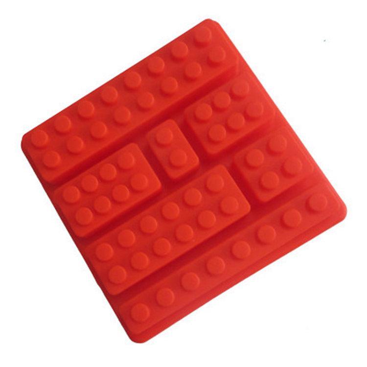 Brick Figure Man Silicone Mold Chocolate Block Cake Mould Ice Cube Tray - Red-Square