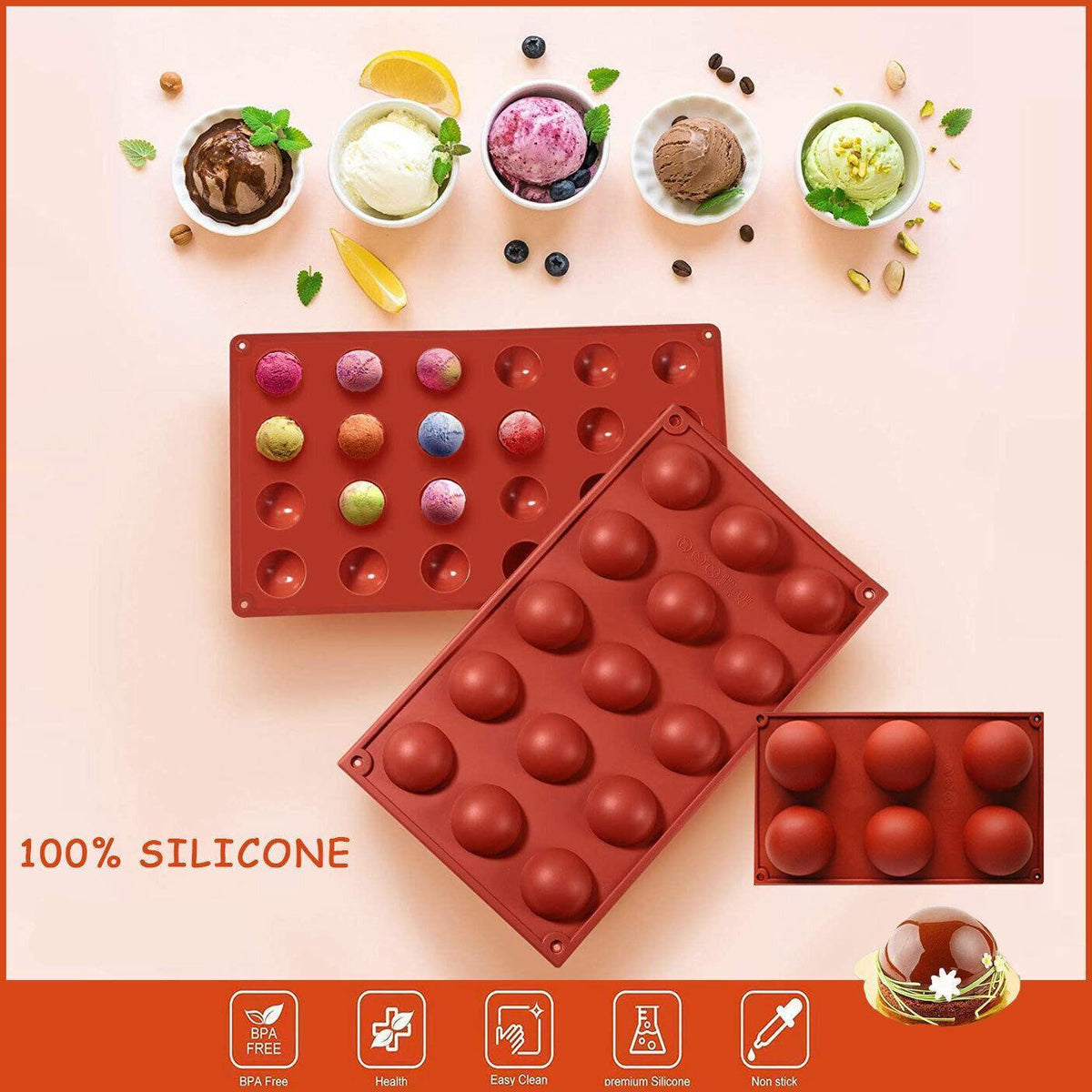 Soap Mold Cake Mould Kitchen Accessories Kitchenware Silicone Gel Baking Tools - 15 semicircle