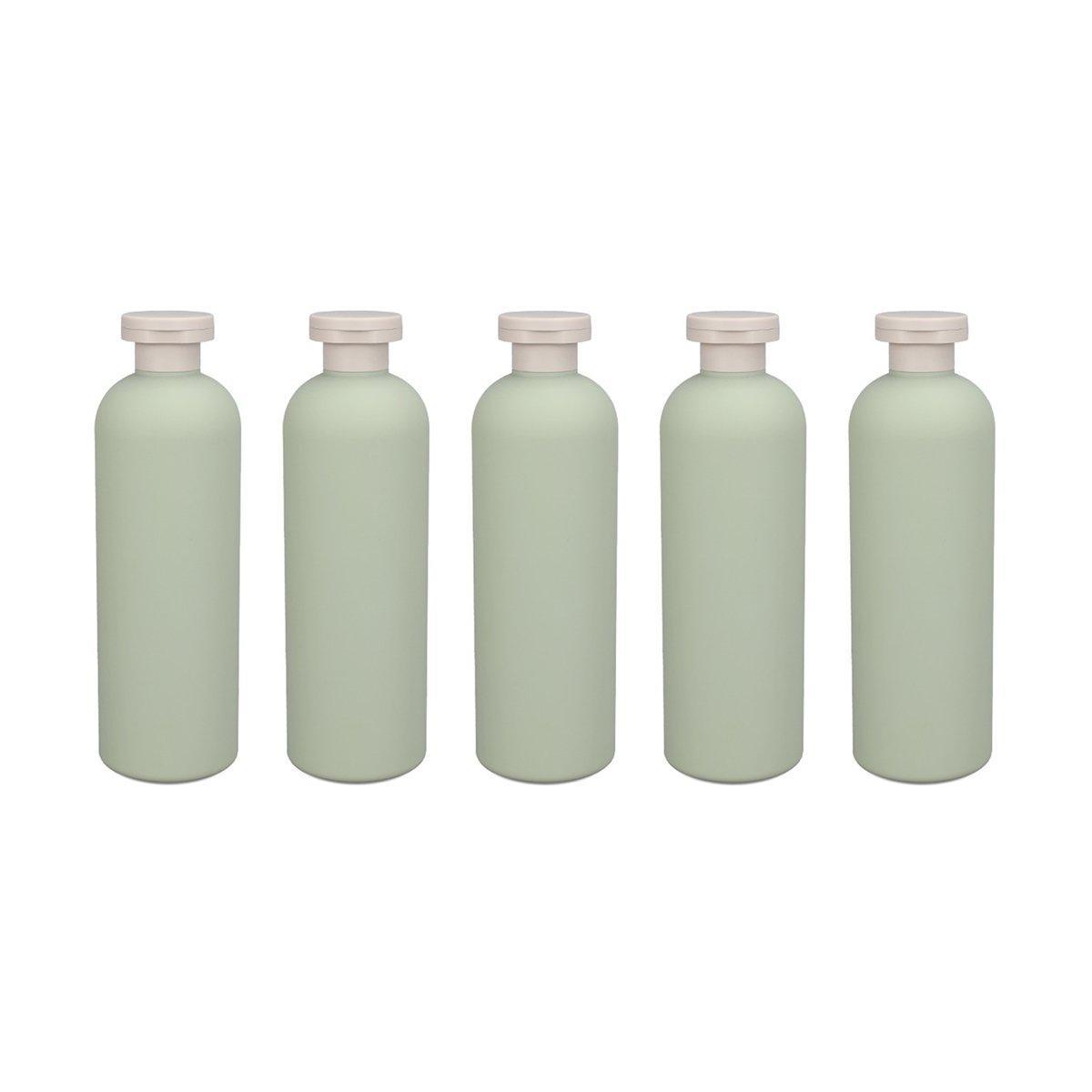 5PCS Green Squeeze Bottles Refillable Plastic Liquid Soap Lotion Travel Use