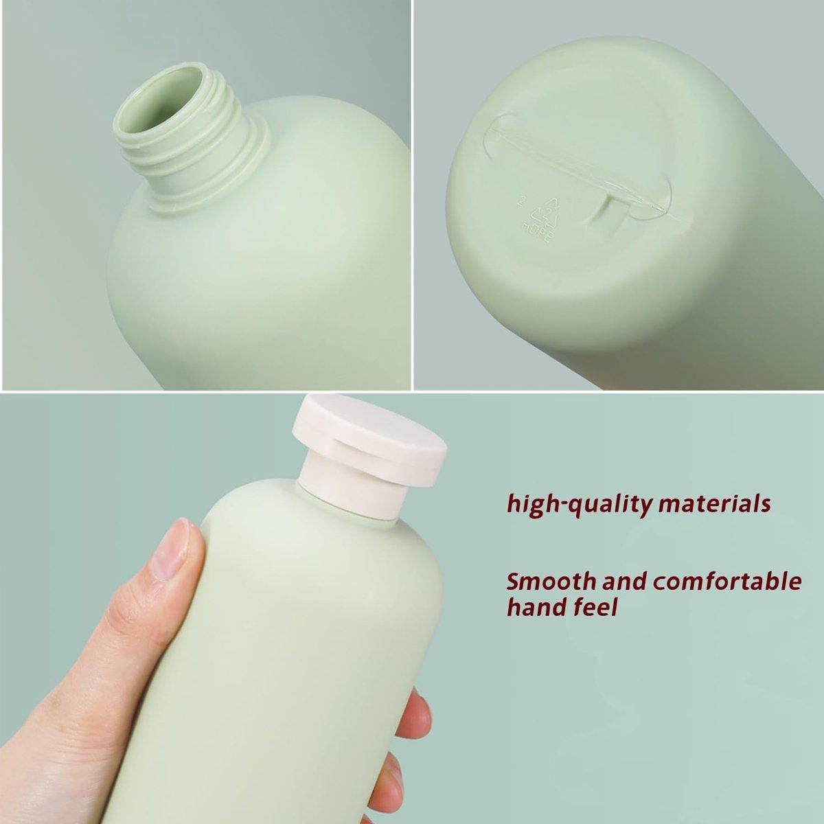 5PCS Green Squeeze Bottles Refillable Plastic Liquid Soap Lotion Travel Use