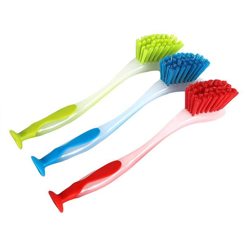 Multi Functional Long Handle Cleaning Brush Vertical Suction Kitchen Brush - Red