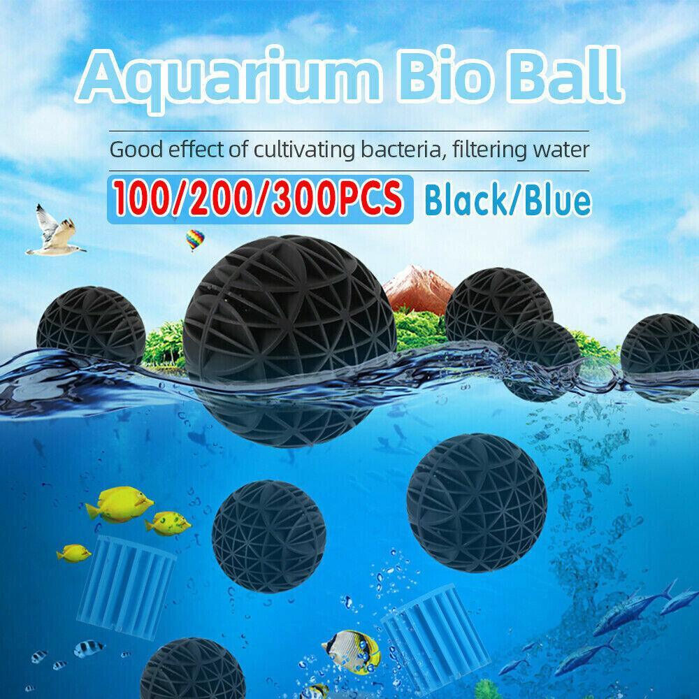 100-300X Bio Balls Aquarium Marine Fish Tank Pond Sump Filter Media Biological - Blue 100PCS