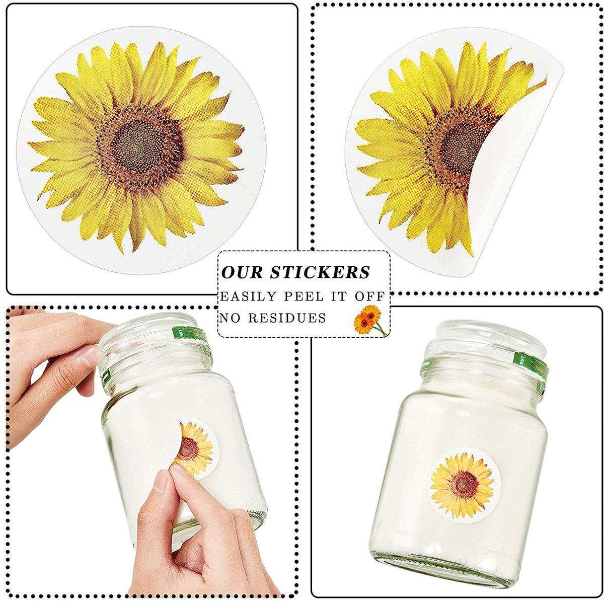 2 Rolls Sunflower Stickers Handmade Flower Decoration Labels for Craft Projects