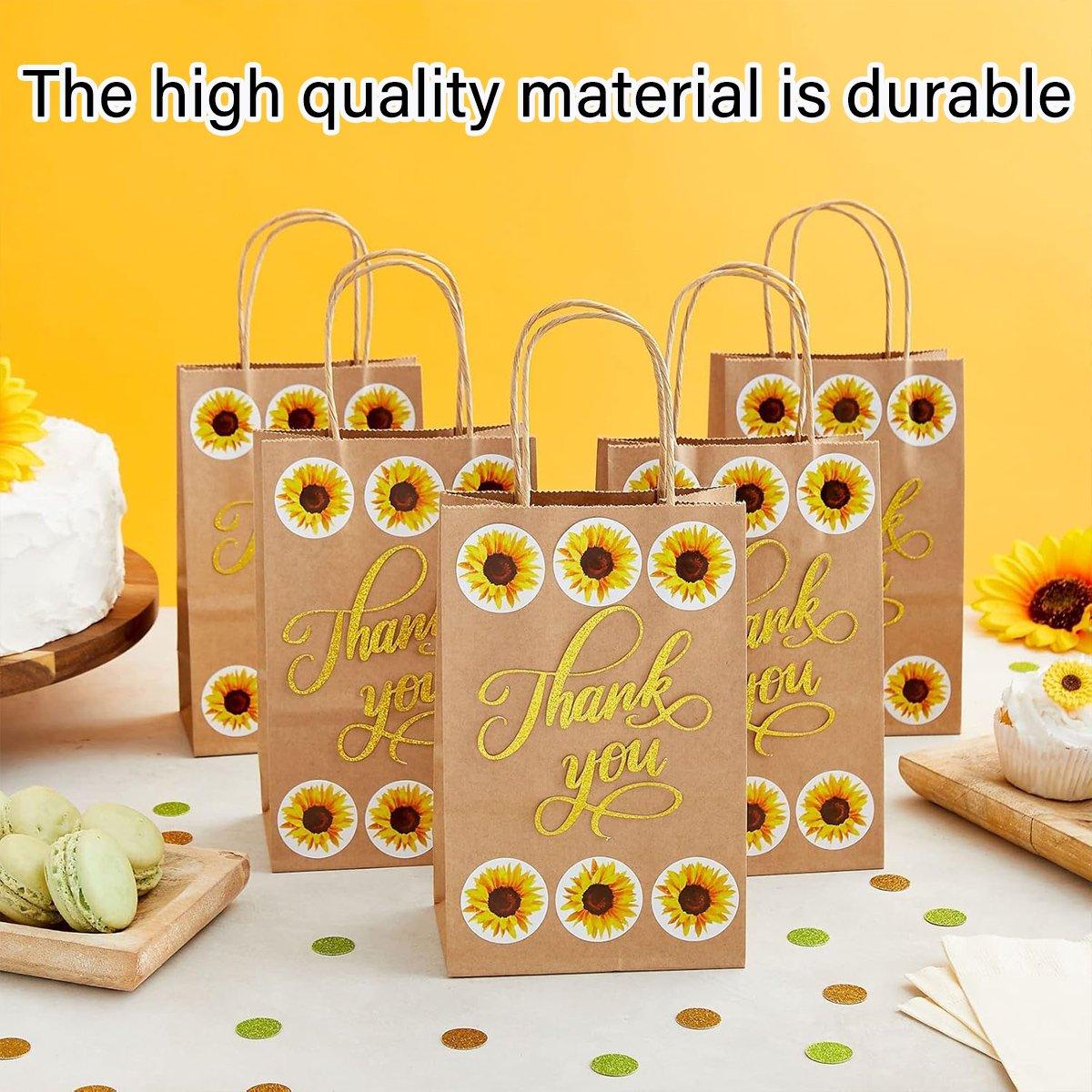 2 Rolls Sunflower Stickers Handmade Flower Decoration Labels for Craft Projects