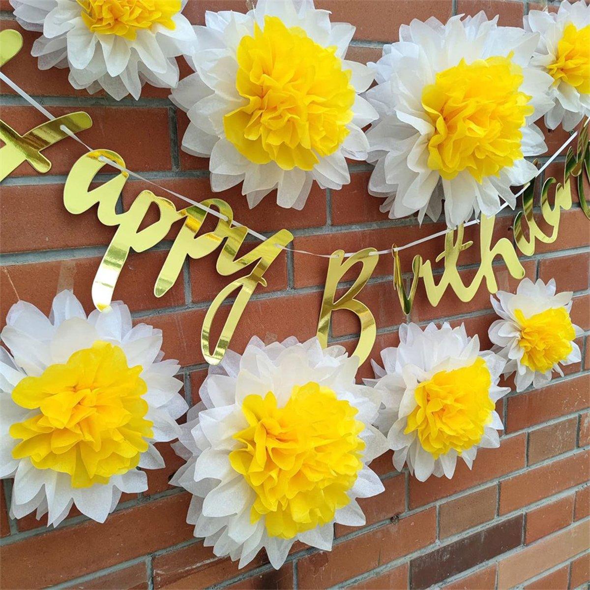 8PCS Sunflower Daisy Paper Flowers 20cm/30cm Wall Hanging Party Room Decoration