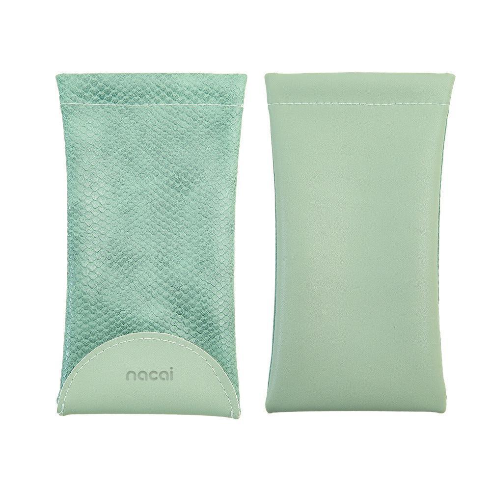 Mouth Snapped Sunglasses Eyeglass Glasses Case Soft Pouch Bag Pocket Spectacle - Light Green