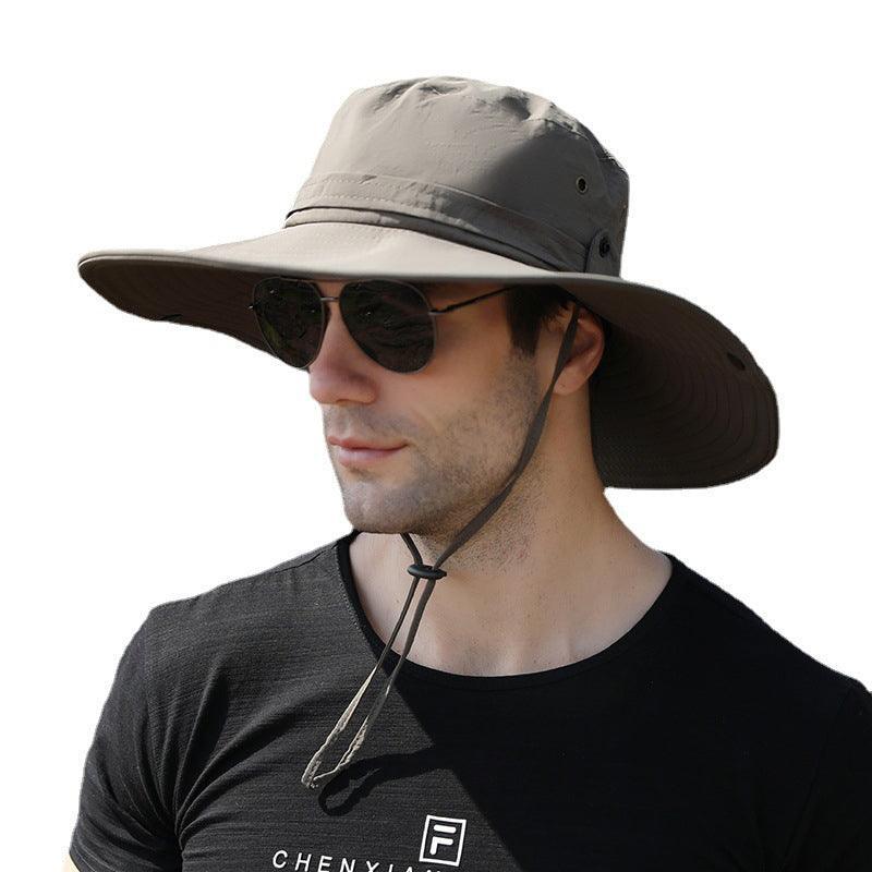 Outdoor Uv Protection Sun Hat Wide Brim Cap Quick-Drying Hat For Fishing Hiking - Black