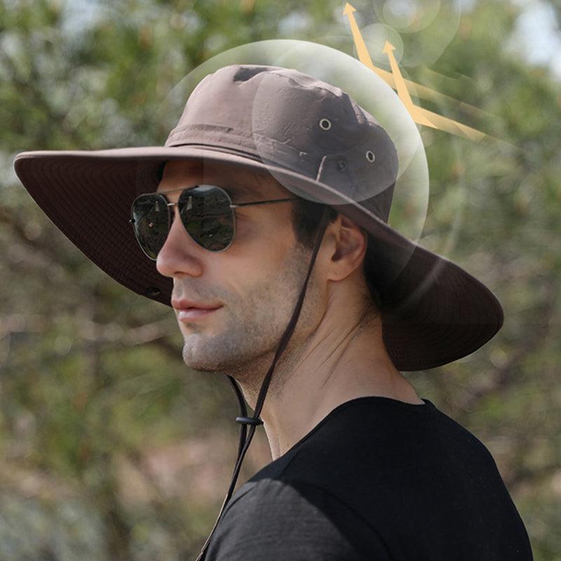 Outdoor Uv Protection Sun Hat Wide Brim Cap Quick-Drying Hat For Fishing Hiking - Coffee