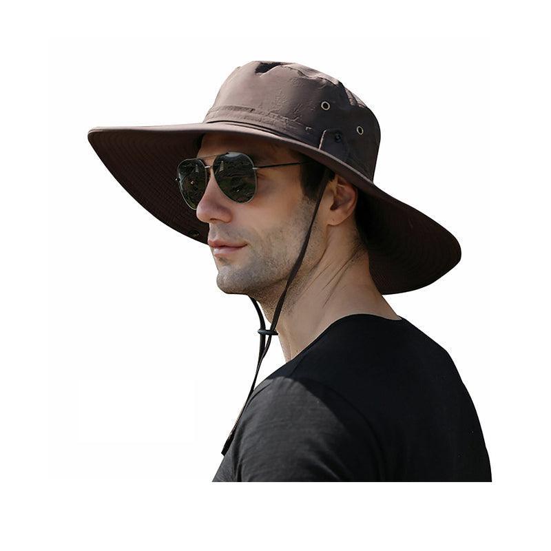 Outdoor Uv Protection Sun Hat Wide Brim Cap Quick-Drying Hat For Fishing Hiking - Coffee