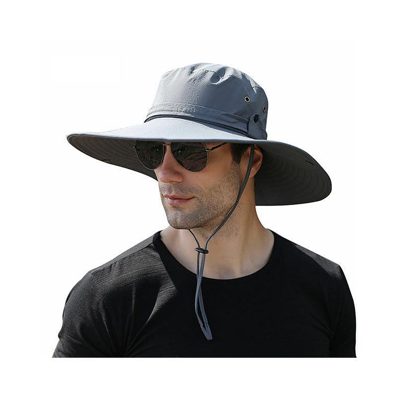 Outdoor Uv Protection Sun Hat Wide Brim Cap Quick-Drying Hat For Fishing Hiking - Grey