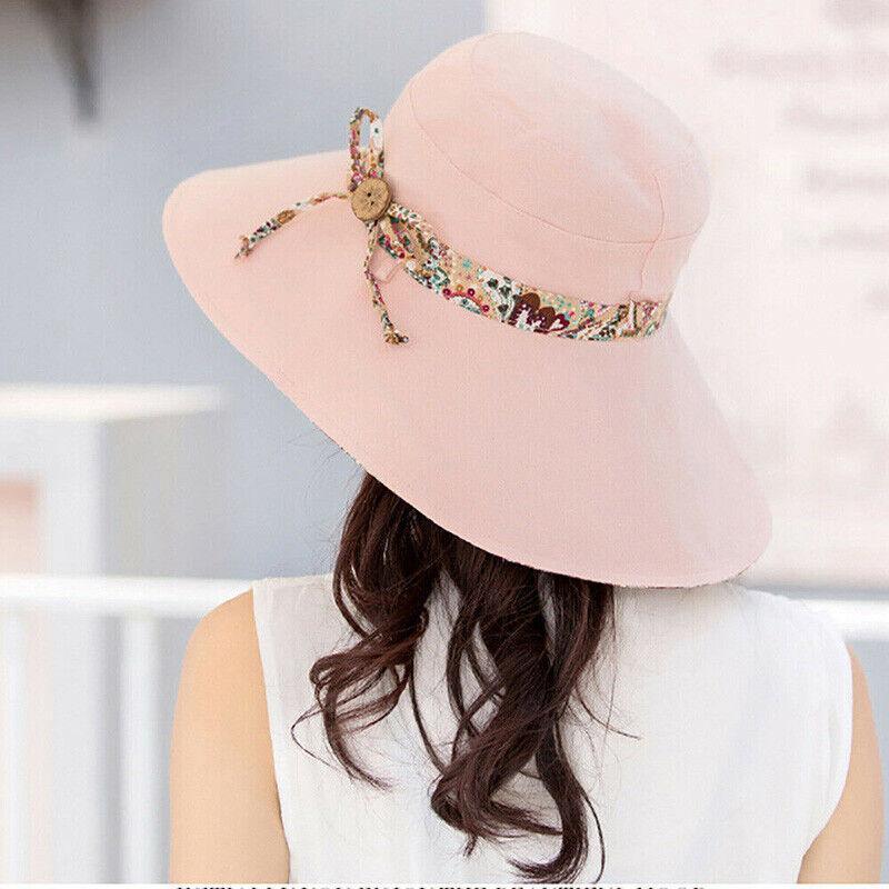 Wide Brim Sun Hat for Women Foldable Floppy Beach Cap with Bow Travel Style - Grey