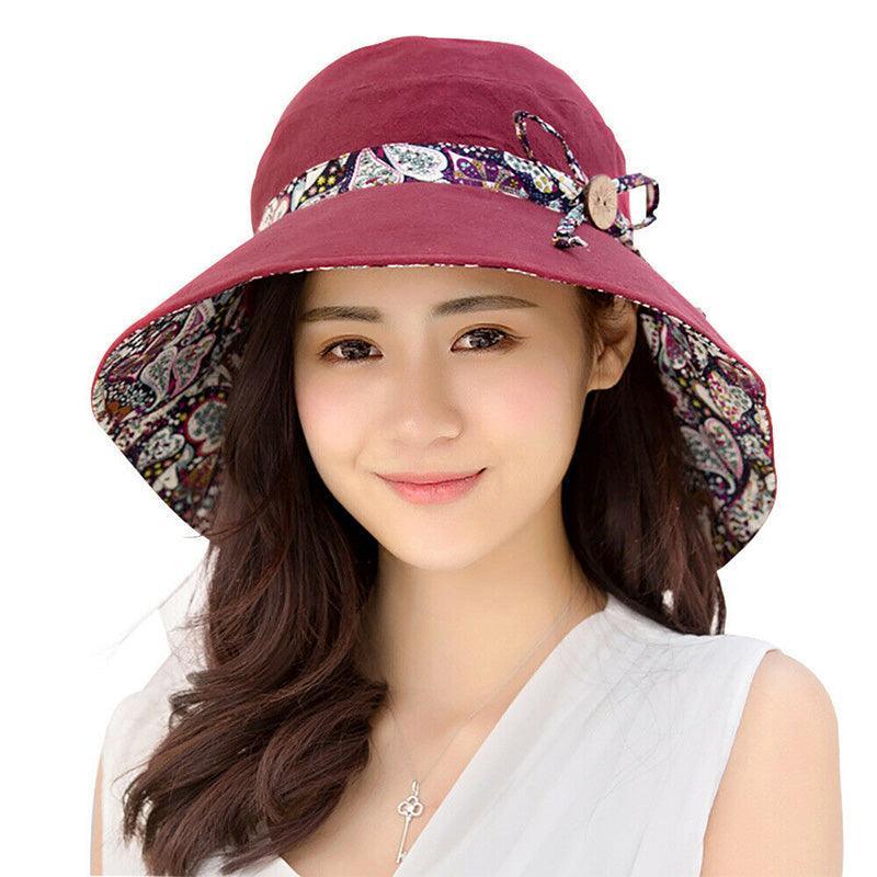 Wide Brim Sun Hat for Women Foldable Floppy Beach Cap with Bow Travel Style - Grey
