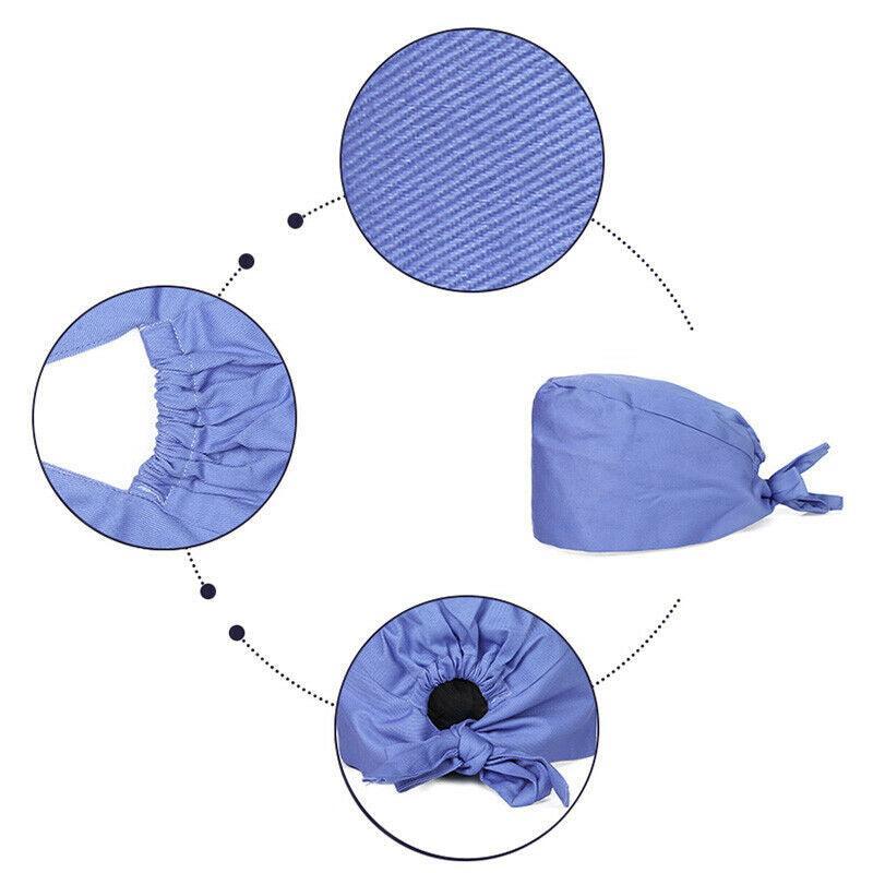 100% Cotton Unisex Surgical Scrub Cap for Doctors & Nurses - Cyan