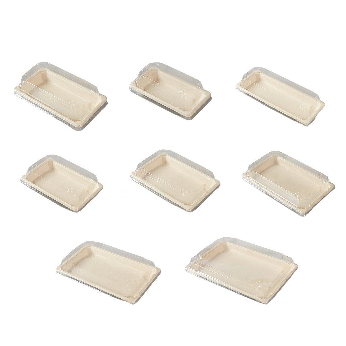 50pcs Eco-Friendly Sushi Box Rectangular Biodegradable Lunch Packaging Plate - 16 cm x 9 cm x 4.5 cm
