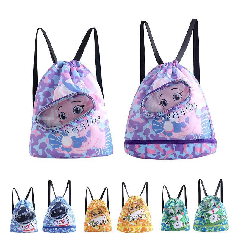 Waterproof Swim Backpack Durable Storage Bag Beach Pool Outdoor Travel - Blue-Large (Double layer)