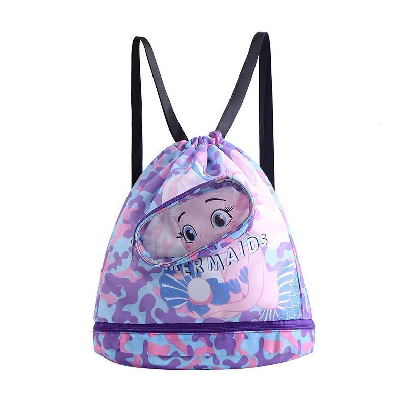 Waterproof Swim Backpack Durable Storage Bag Beach Pool Outdoor Travel - Blue-Large (Double layer)