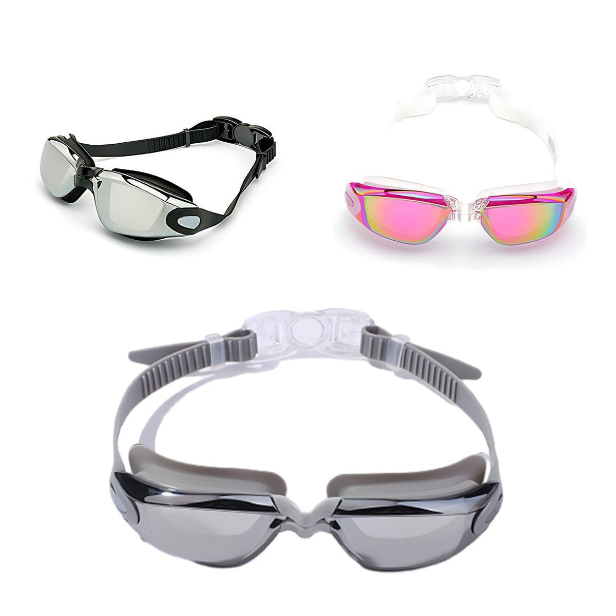 Unisex Swimming Goggles Waterproof Anti Fog Adjustable Swim Glasses for Men Women - Grey