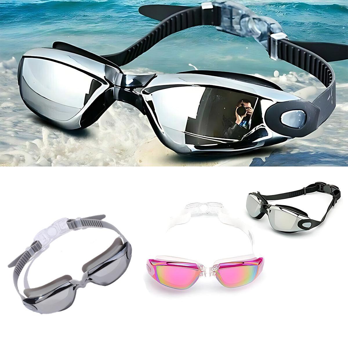 Unisex Swimming Goggles Waterproof Anti Fog Adjustable Swim Glasses for Men Women - Grey