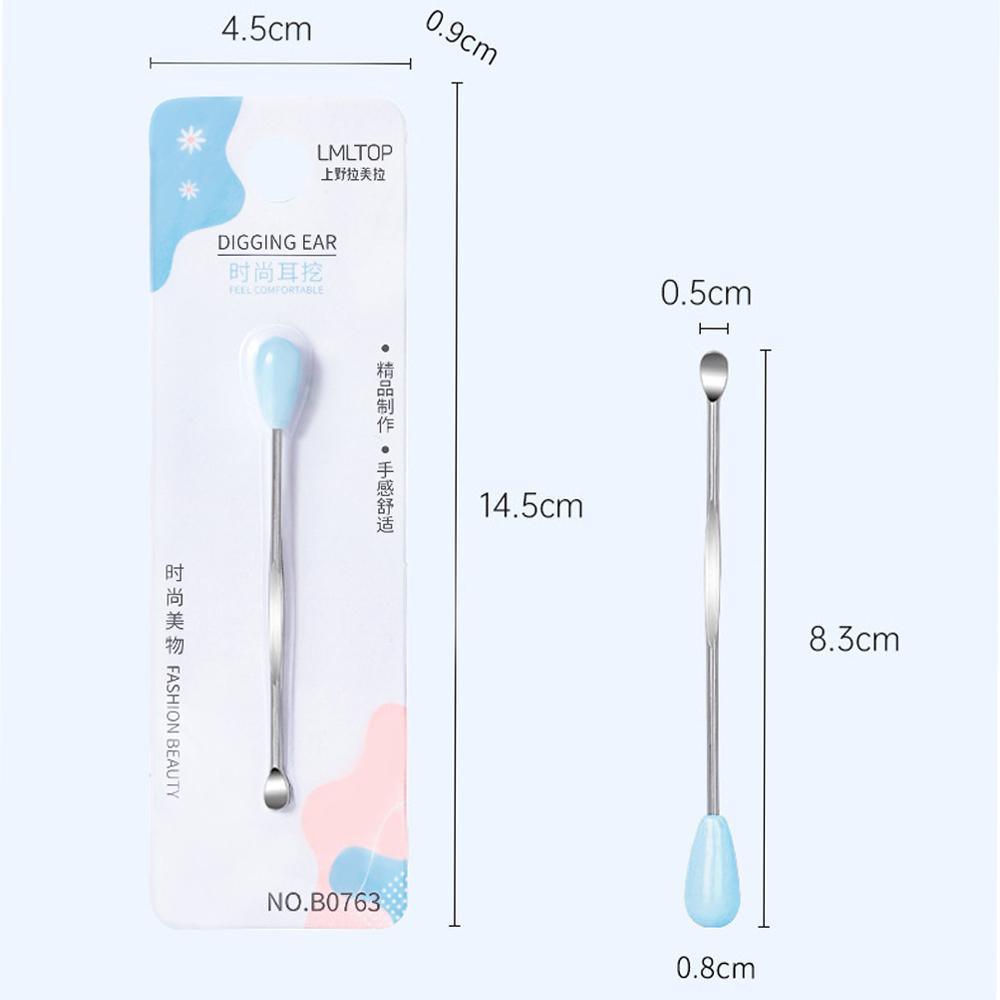 Stainless Steel Earpick Scoop Reusable Earwax Removal Tool Cleaner Kit Unisex - Pink