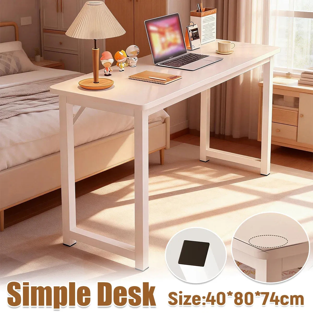 Long Narrow Study Workbench Computer Desk Writing Table For Home Office Compact