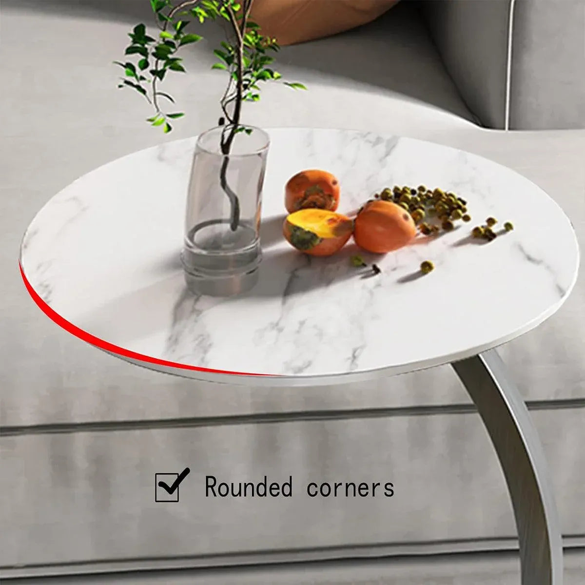 C Shaped Snack Side Table for Sofa Couch Small End Table for Living Room Bedroom - Black-Black
