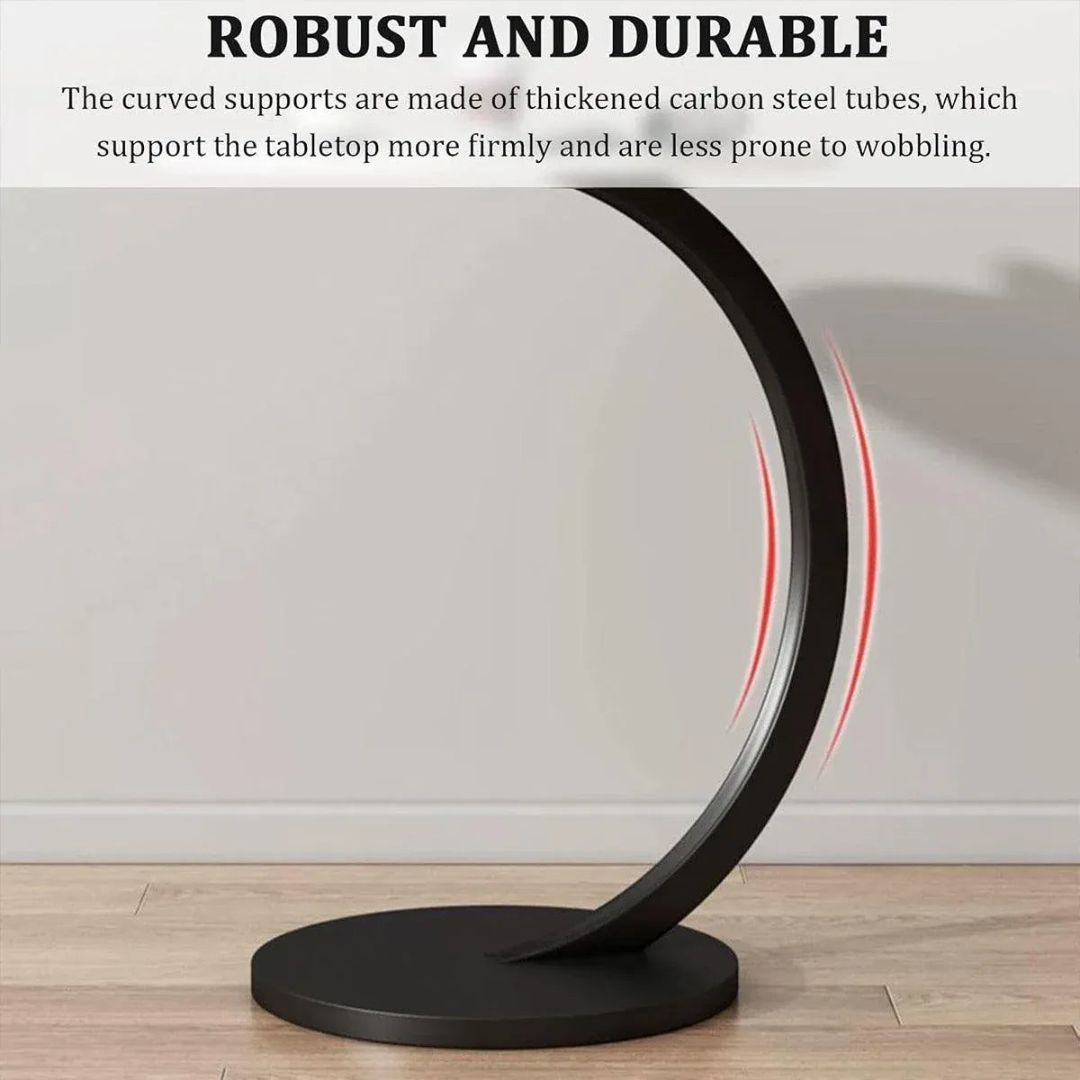 C Shaped Snack Side Table for Sofa Couch Small End Table for Living Room Bedroom - White-Black