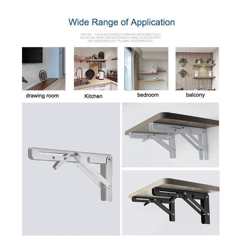 Traderight Table Bracket Folding Stainless Steel 150KG Wall Shelf Bench 2PCS - Black 20in