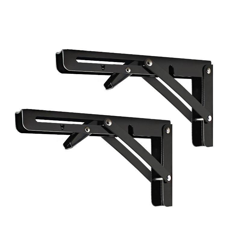Traderight Table Bracket Folding Stainless Steel 150KG Wall Shelf Bench 2PCS - Black 20in