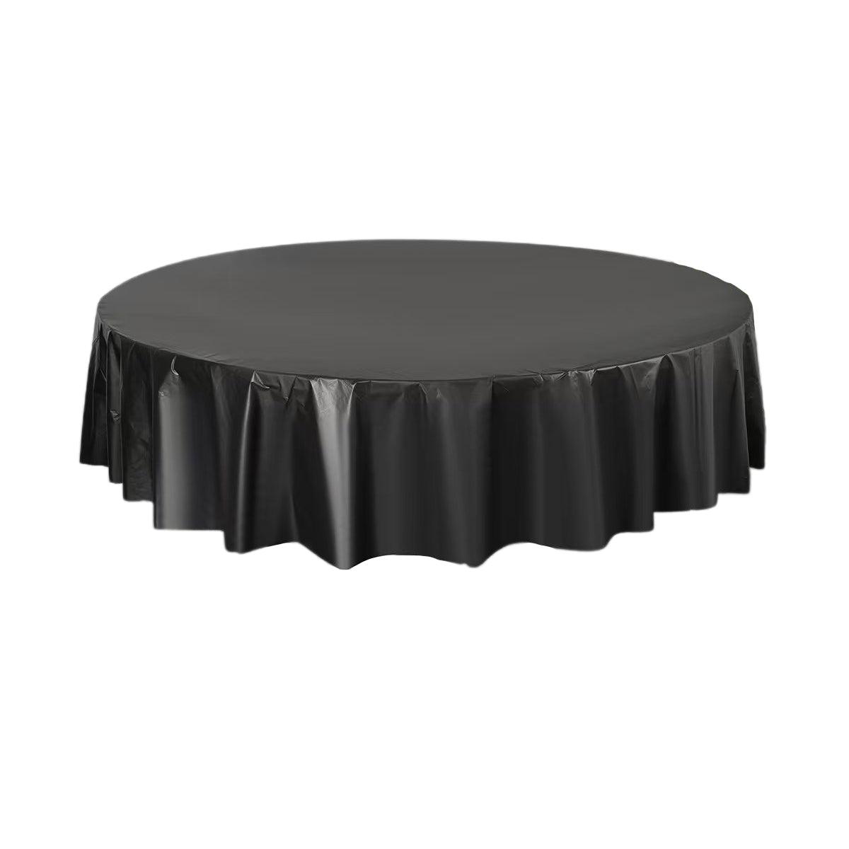 10pcs Round Tablecloth Solid Color Waterproof PEVA Table Cover 213cm Diameter - White
