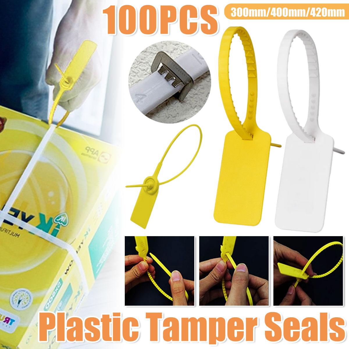 100pcs Plastic Seal Security Tags Plastic Label Tabs Ties for Luggage Bags - White-420mm