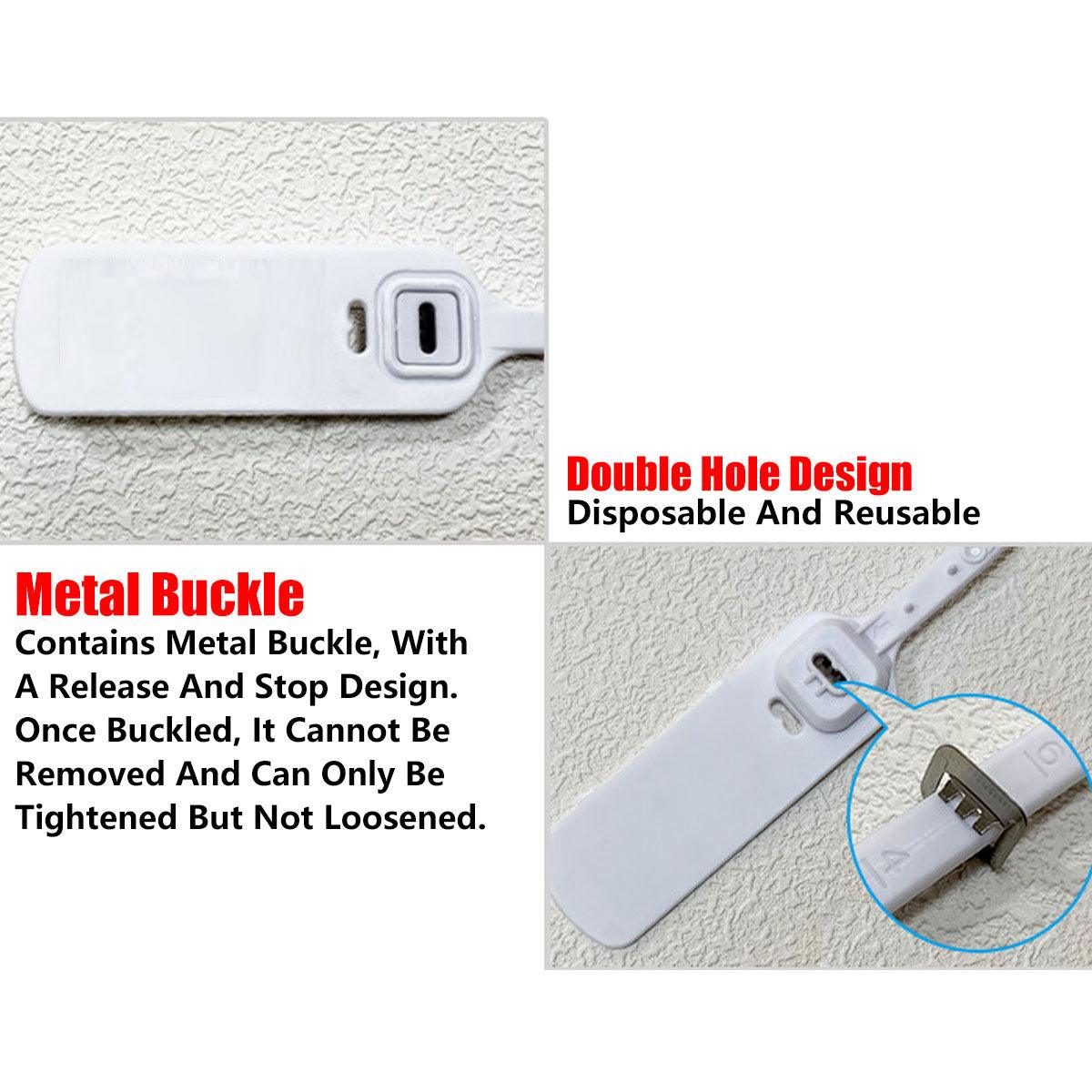 100pcs Plastic Seal Security Tags Plastic Label Tabs Ties for Luggage Bags - White-420mm