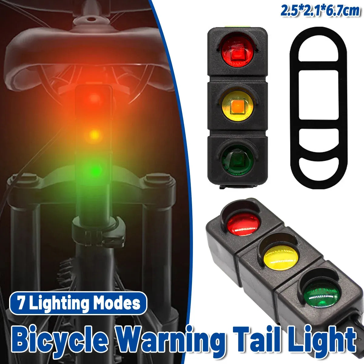 1-Piece USB-Rechargeable Three-Colour Bicycle Tail Light
